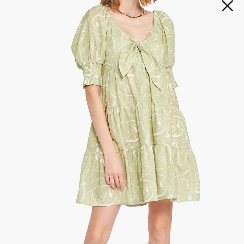 En Saison Idrissy Abstract Floral Print Tiered Cotton Minidress